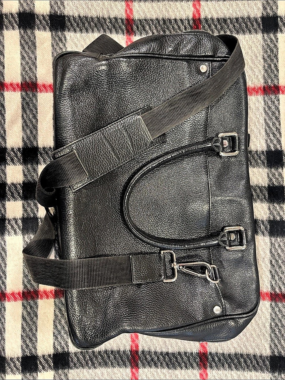 SIMONS Genuine Pebbled Leather Duffle Briefcase Bag - Made in Italy